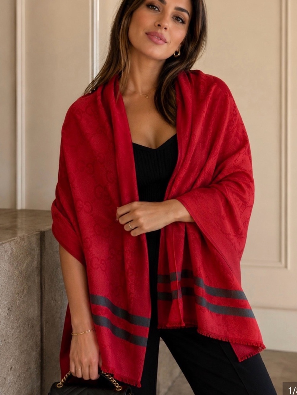 Gucci GG jacquard shawl scarf .About “65” by “28” inches